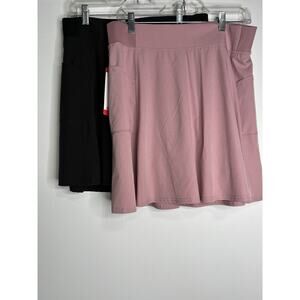 32 Degrees Cool Skort Skirt Medium Workout Activewear Set 2 Black Pink